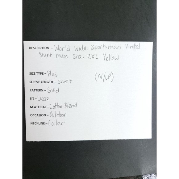 World Wide Sportsman Vented Shirt Men's Size 2XL Yellow - Picture 6 of 7